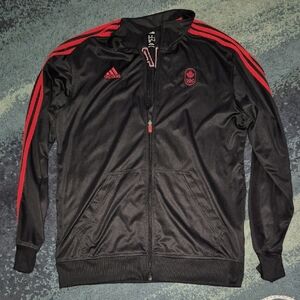 Adidas Men's Olympic Canafa Black Jacket with Red Stripes